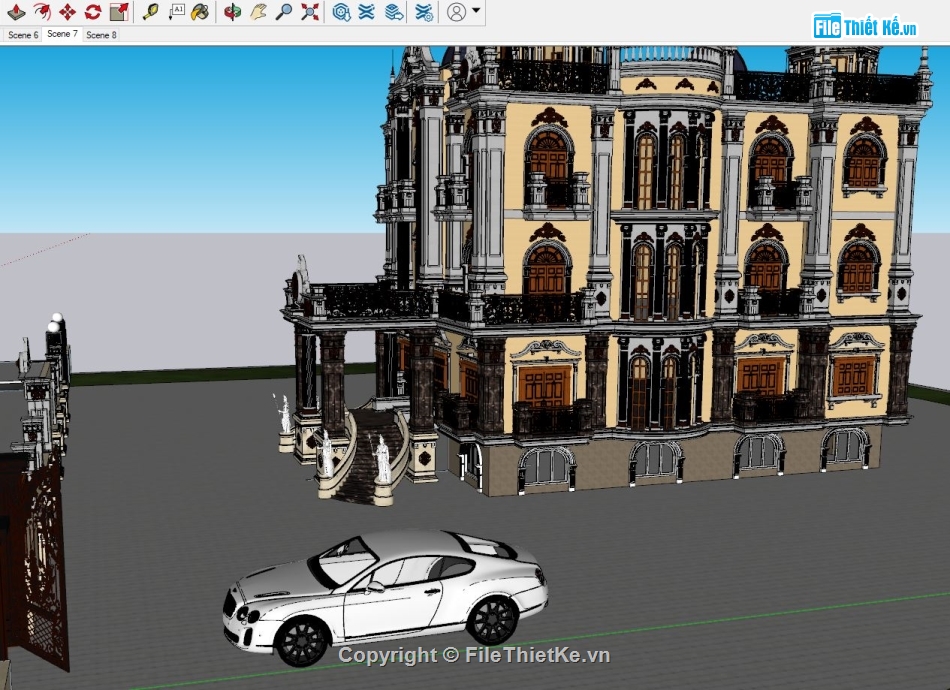 Model sketchup biệt thự tân cổ điển,Model sketchup biệt thự,Sketchup biệt thự tân cổ điển,File Sketchup biệt thự tân cổ,File sketchup lâu đài cổ điển,File sketchup lâu đài
