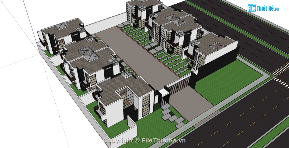 biệt thự hiện đại,biệt thự sketchup,biệt thự 2 tầng