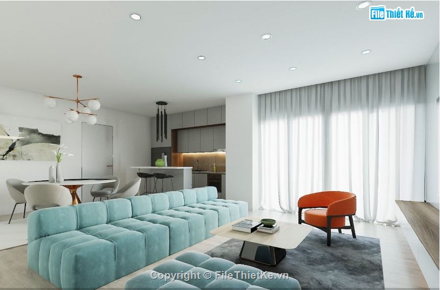 sketchup phòng khách,phòng khách 3d,sketchup phòng khách chung cư,phòng khách bếp,phòng khách + phòng bếp
