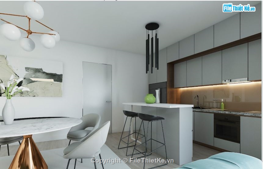 sketchup phòng khách,phòng khách 3d,sketchup phòng khách chung cư,phòng khách bếp,phòng khách + phòng bếp