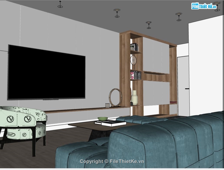 sketchup phòng khách,phòng khách 3d,sketchup phòng khách chung cư,phòng khách bếp,phòng khách + phòng bếp