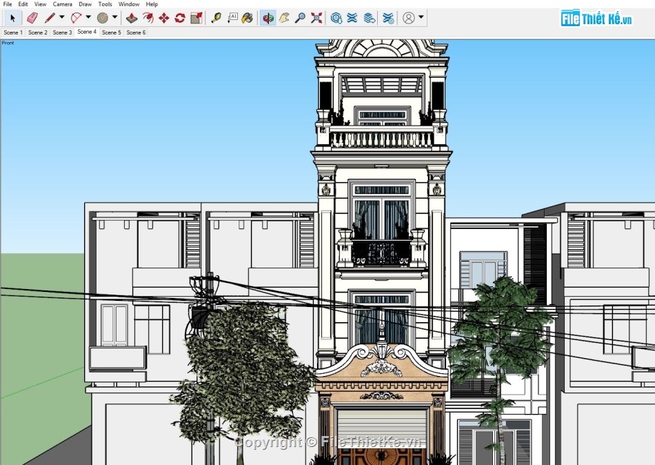 sketchup nhà phố 4 tầng,File sketchup nhà phố 4 tầng,Model sketchup nhà phố 4 tầng,file sketchup nhà phố tân cổ điển,sketchup nhà phố tân cổ điển