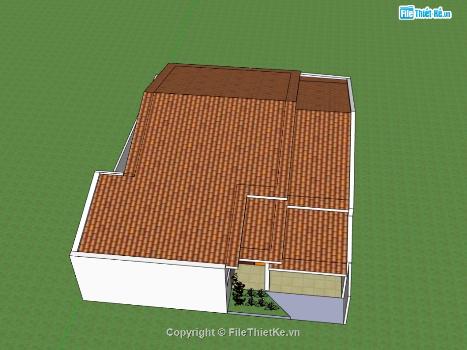 sketchup nhà 1 tầng,file sketchup nhà 1 tầng,model sketchup nhà 1 tầng,3d sketchup nhà 1 tầng