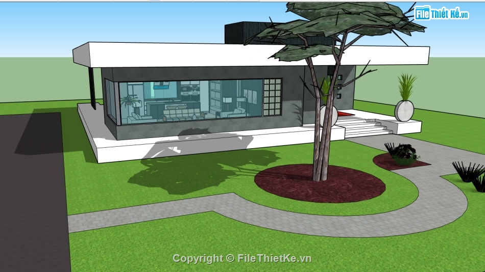 file sketchup nhà ở 1 tầng,model su sketchup nhà ở 1 tầng,3d Model sketchup nhà,file 3d nhà ở,3d sketchup nhà phố,file su nhà phố