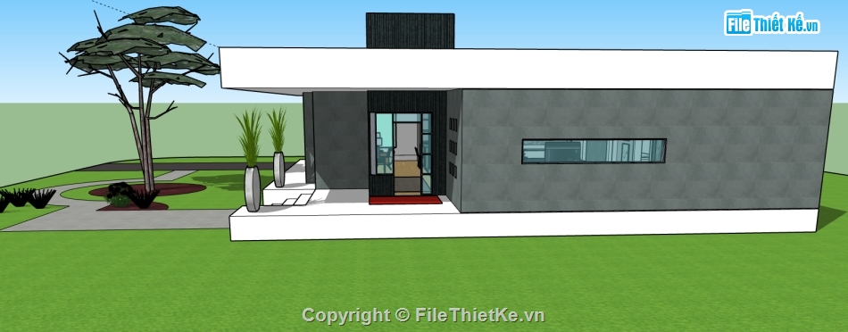 file sketchup nhà ở 1 tầng,model su sketchup nhà ở 1 tầng,3d Model sketchup nhà,file 3d nhà ở,3d sketchup nhà phố,file su nhà phố