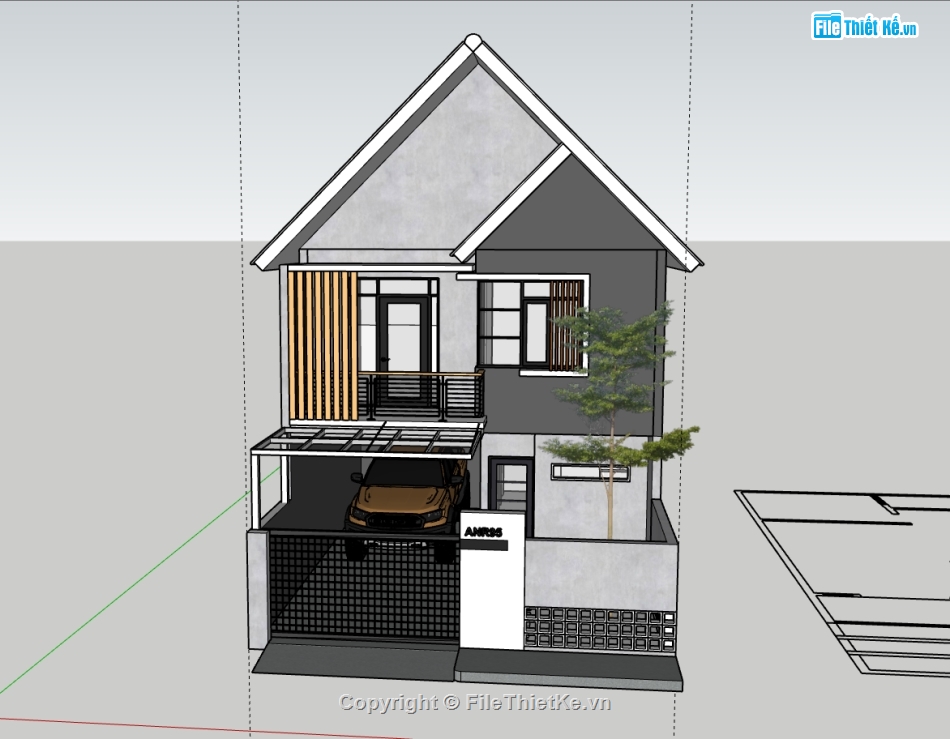 Nhà phố 2 tầng file su,nhà phố 2 tầng file sketchup,file sketchup Nhà phố 2 tầng,model su Nhà phố 2 tầng