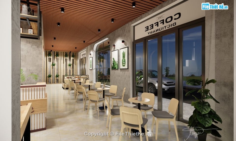 sketchup quán cafe,quán cafe sketchup,mẫu quán cafe đẹp,model su quán cafe