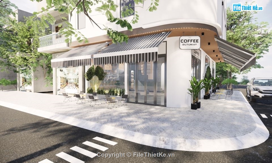 sketchup quán cafe,quán cafe sketchup,mẫu quán cafe đẹp,model su quán cafe