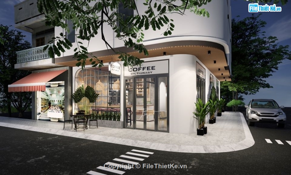 sketchup quán cafe,quán cafe sketchup,mẫu quán cafe đẹp,model su quán cafe