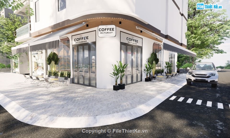 sketchup quán cafe,quán cafe sketchup,mẫu quán cafe đẹp,model su quán cafe