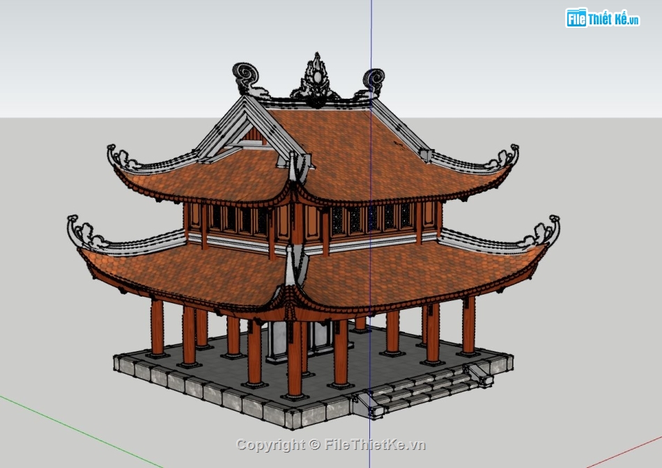 thiết kế chùa,thiết kế chùa đẹp,sketchup cảnh chùa