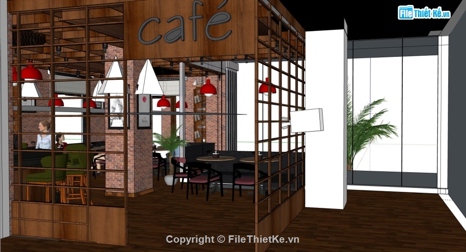 sketchup quán cafe,sketchup thiết kế quán cafe,mẫu quán cà phê,su nội thất quán cafe,quán coffee su