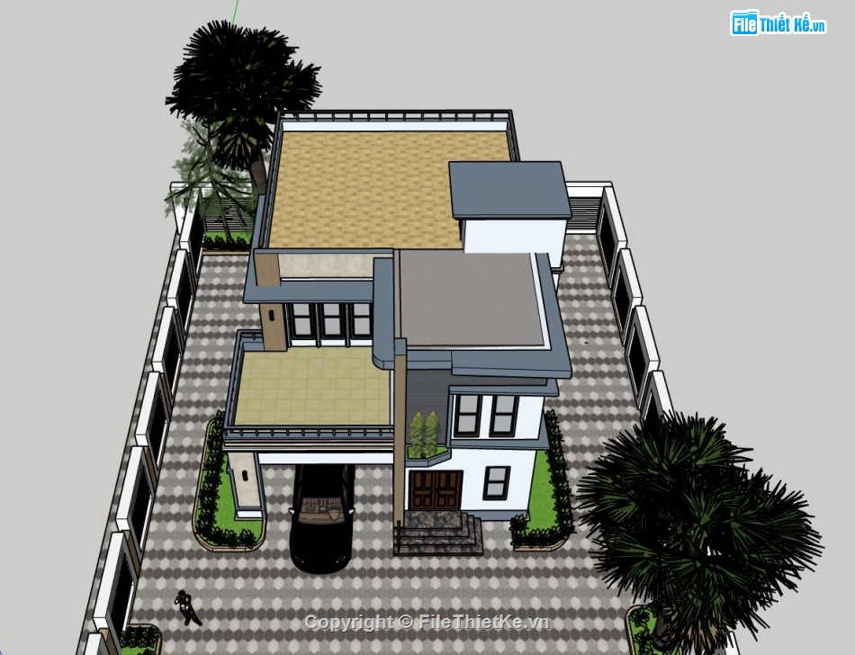 villa sketchup,biệt thự villa 2 tầng,sketchup villa hiện đại,mẫu villa đẹp