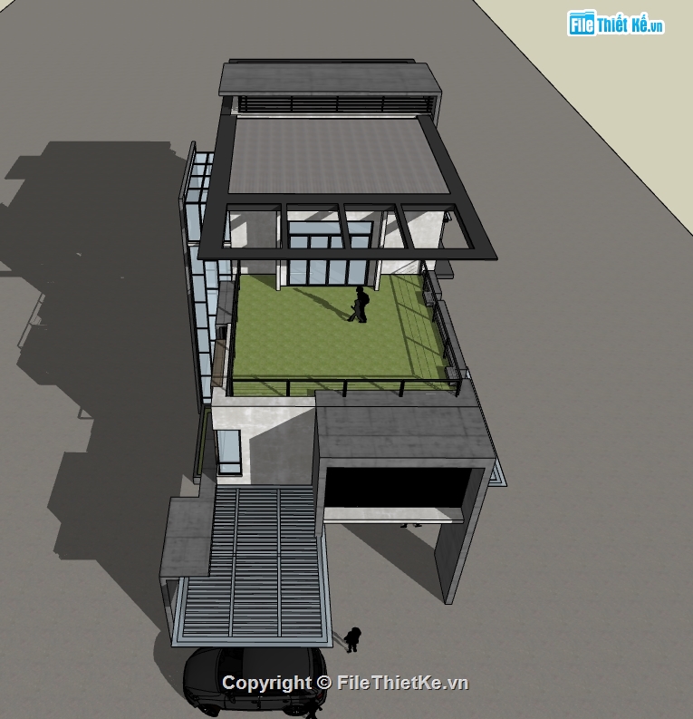 biệt thự 3 tầng dựng file sketchup,dựng model su nhà biệt thự,biệt thự hiện đại dụng 3d su