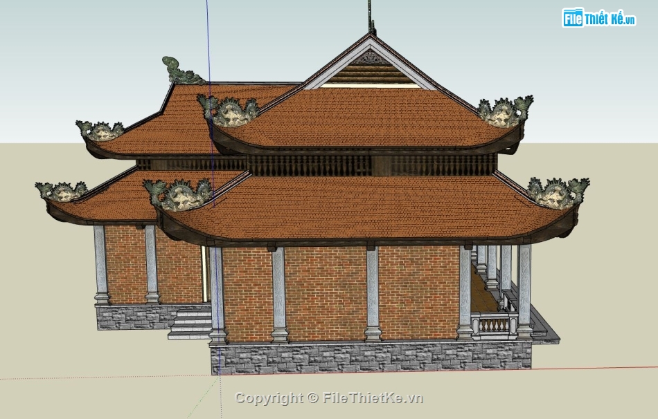 phối cảnh chùa,3dsu phối cảnh chùa,model sketchup phối cảnh chùa