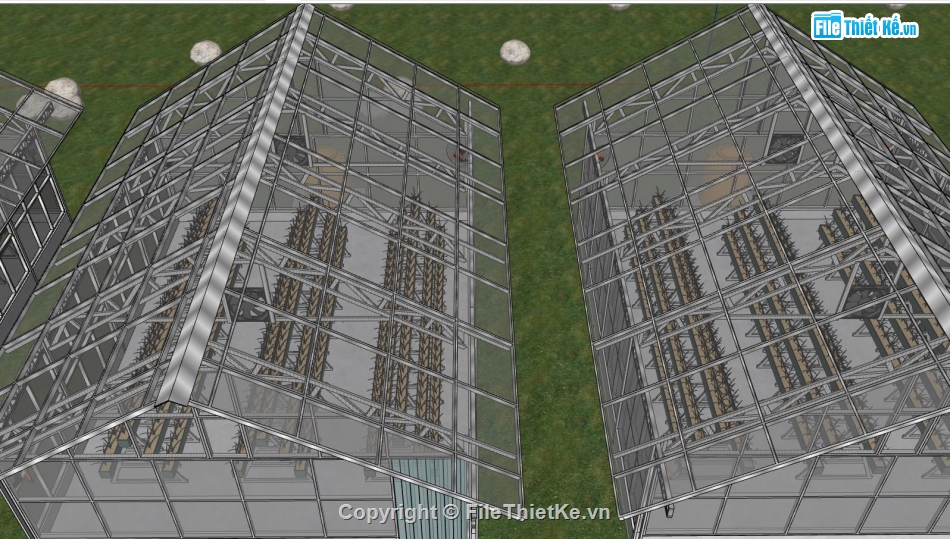 su nhà kính,mẫu nhà mái kính sketchup,bản vẽ nhà mái kính,phối cảnh nhà mái kính