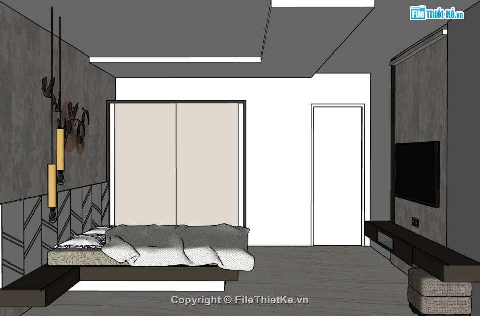 su phòng ngủ,phòng ngủ hiện đại,nội thất phòng ngủ sketchup,mẫu phòng ngủ đơn giản