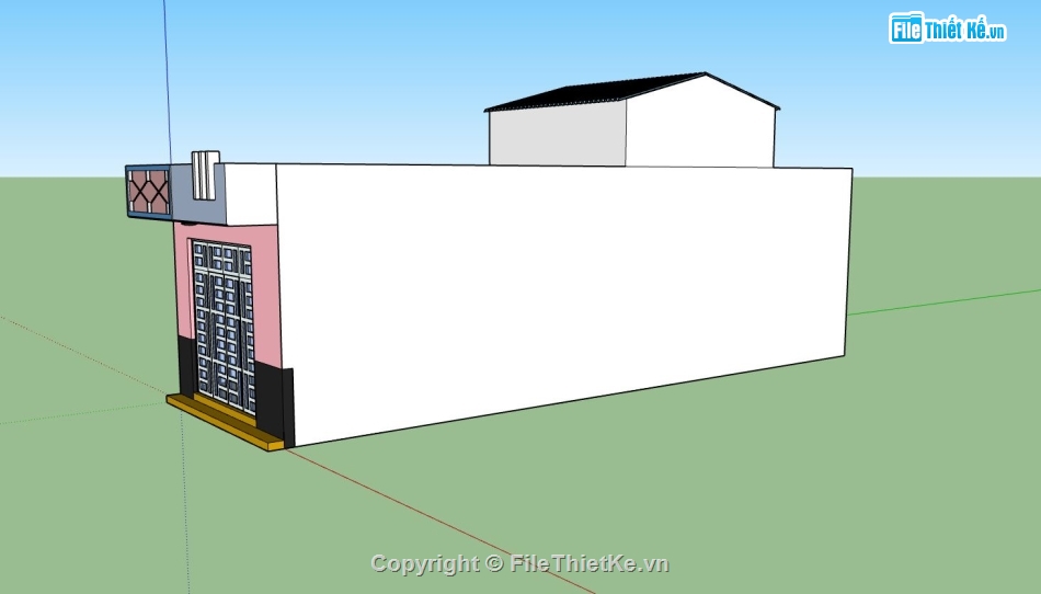 thiết kế nhà cấp 4,file su nhà cấp 4,mẫu sketchup nhà cấp 4,phối cảnh nhà cấp 4