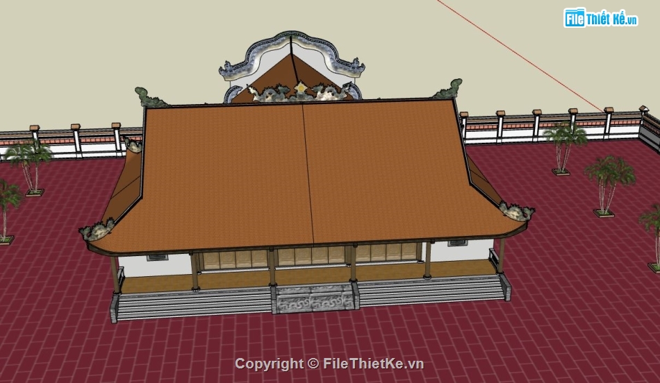đền thờ,file sketchup đền thờ,bản vẽ đền thờ,file su đền thờ,model su đền thờ
