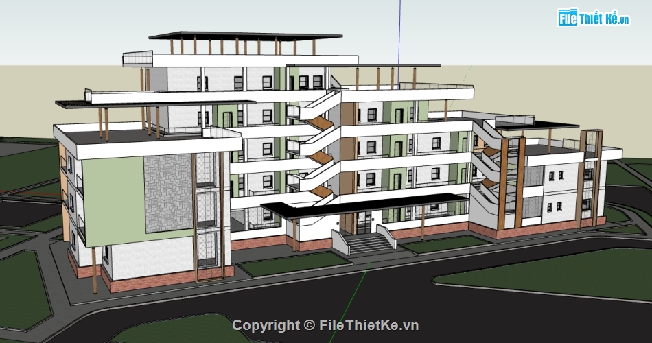 dựng chung cư 5 tầng file su,dựng file sketchup chung cư 5 tầng,model su dựng nhà chung cư hiện đại