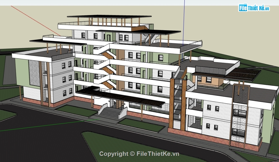 dựng chung cư 5 tầng file su,dựng file sketchup chung cư 5 tầng,model su dựng nhà chung cư hiện đại