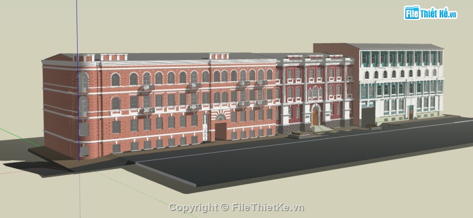 dựng 3d su nhà làm việc 4 tầng,dựng model su nhà làm việc,thiết kế nhà làm việc file sketchup