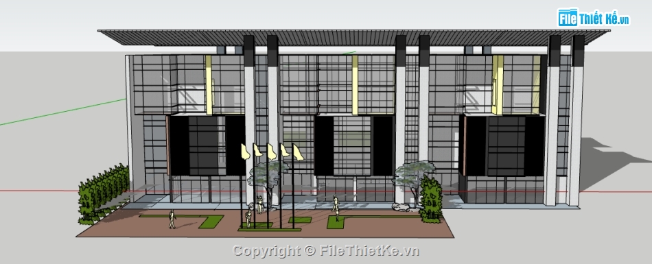 văn phòng làm việc file su,sketchup tòa nhà văn phòng,dựng 3d su nhà văn phòng