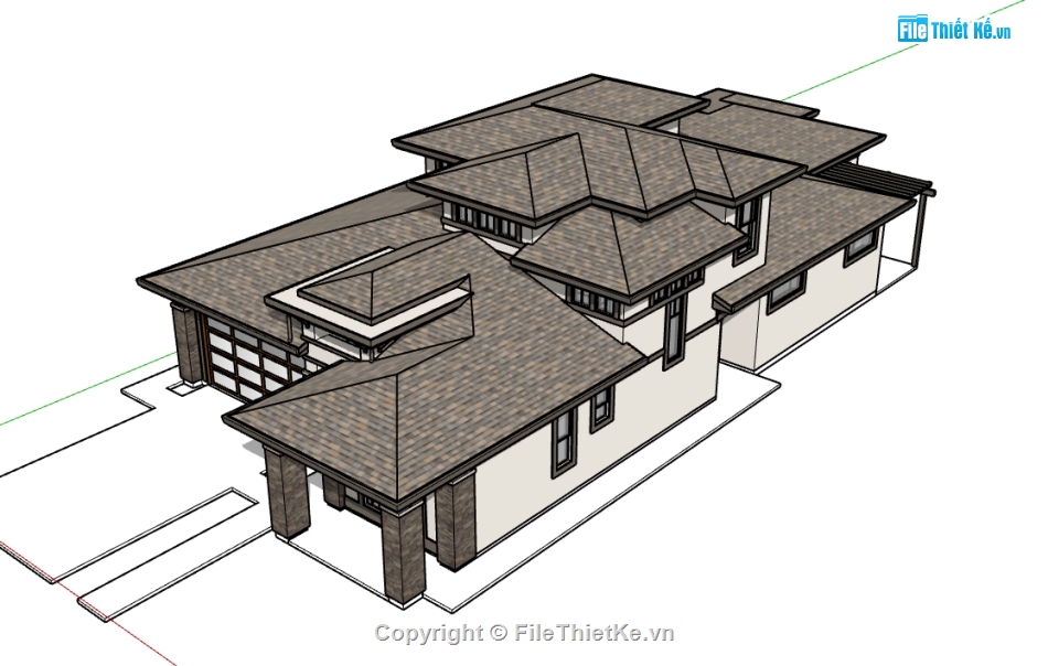 file sketchup biệt thự 2 tầng,file 3d su biệt thự 2 tầng,biệt thự 2 tầng file su
