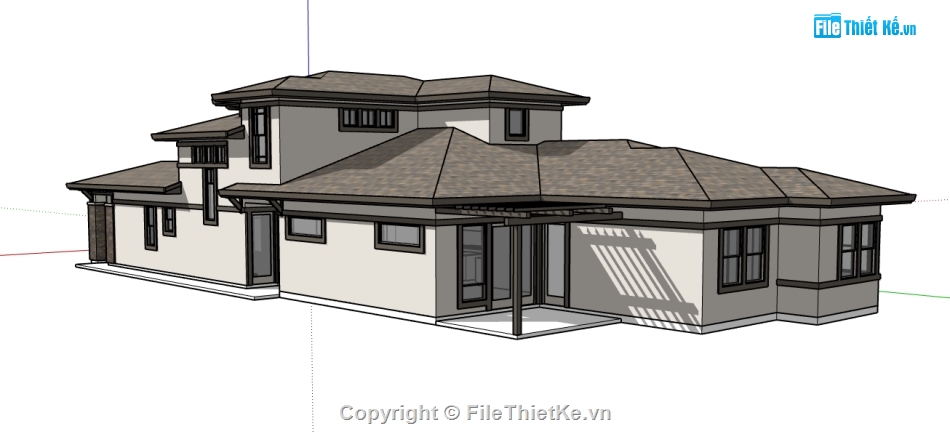 file sketchup biệt thự 2 tầng,file 3d su biệt thự 2 tầng,biệt thự 2 tầng file su