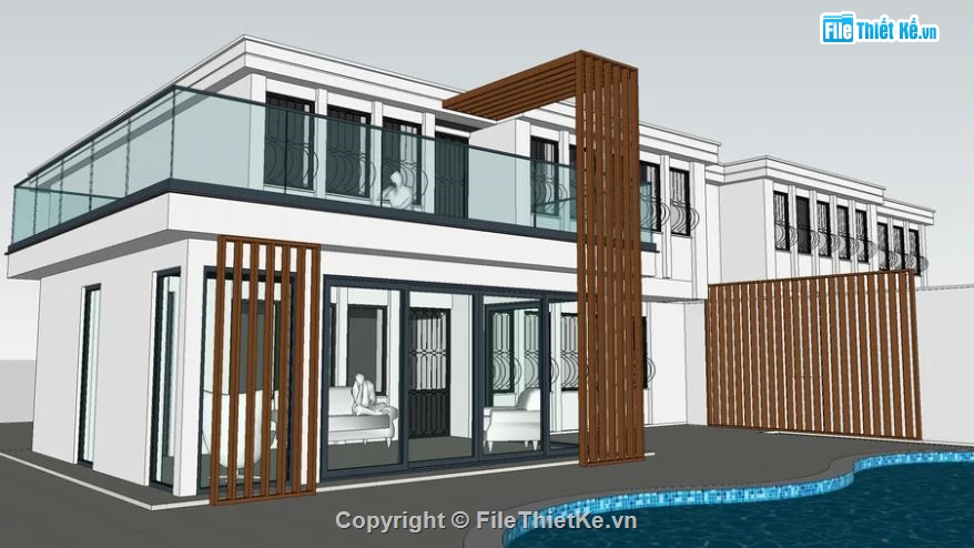 Biệt thự  2 tầng,Biệt thự 2 tầng file su,Model su biệt thự 2 tầng,biệt thự 2 tầng file sketchup,sketchup biệt thự 2 tầng