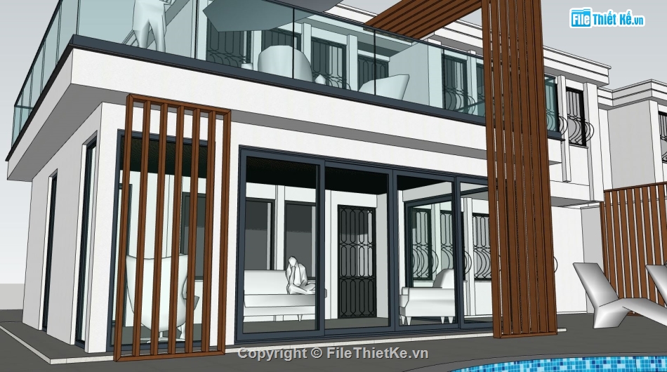 Biệt thự  2 tầng,Biệt thự 2 tầng file su,Model su biệt thự 2 tầng,biệt thự 2 tầng file sketchup,sketchup biệt thự 2 tầng