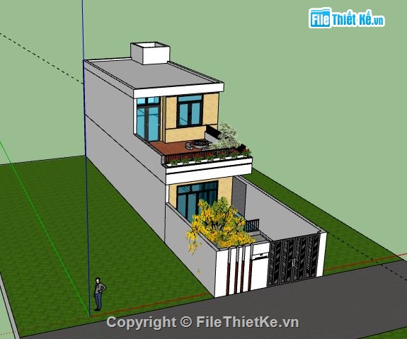 Nhà phố 2 tầng,model su nhà phố 2 tầng,file su nhà phố 2 tầng,nhà phố 2 tầng file su,sketchup nhà phố 2 tầng