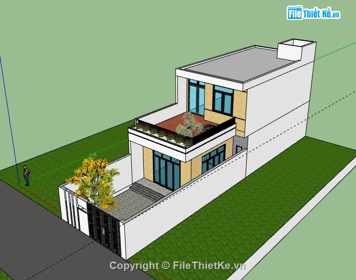 Nhà phố 2 tầng,model su nhà phố 2 tầng,file su nhà phố 2 tầng,nhà phố 2 tầng file su,sketchup nhà phố 2 tầng