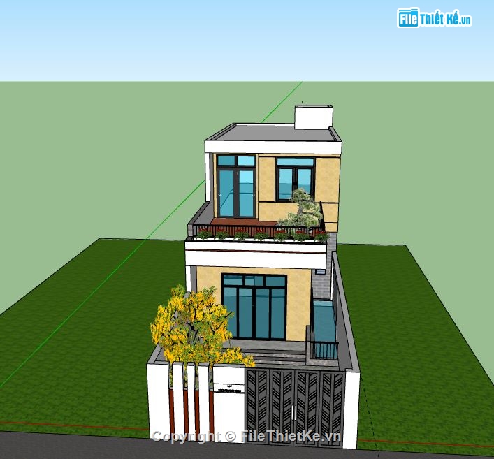 Nhà phố 2 tầng,model su nhà phố 2 tầng,file su nhà phố 2 tầng,nhà phố 2 tầng file su,sketchup nhà phố 2 tầng