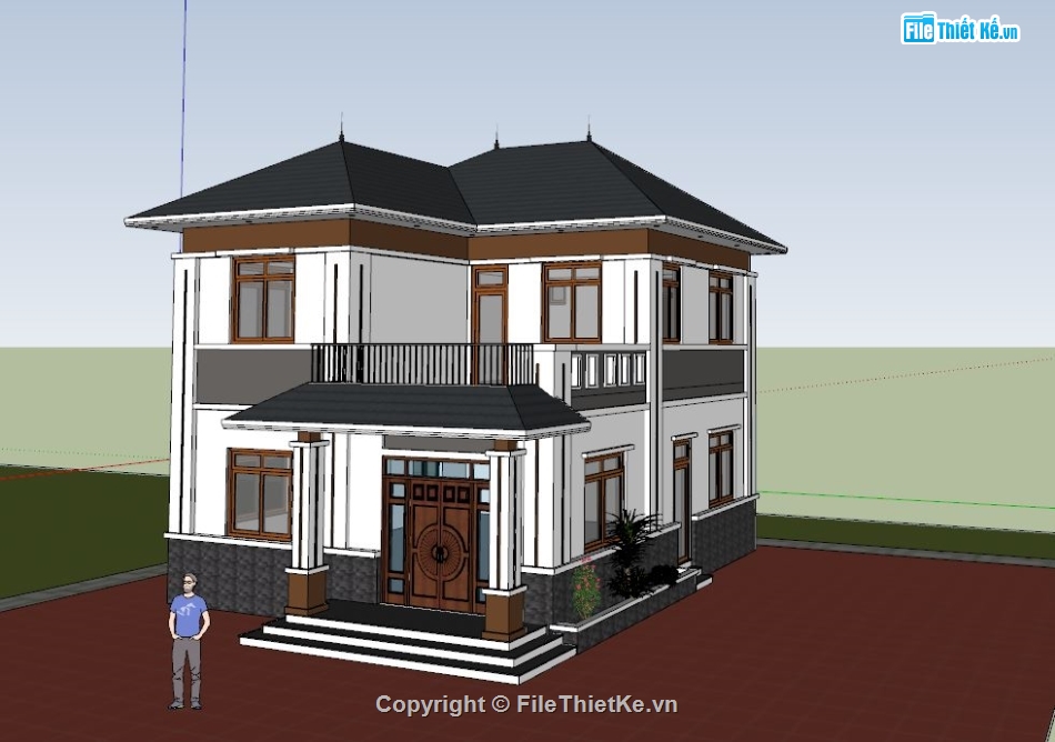 File Sketchup biệt thự 2 tầng,sketchup biệt thự 2 tầng,File sketchup biệt thự 8x10m,Model sketchup biệt thự 2 tầng,Biệt thự 2 tầng file sketchup