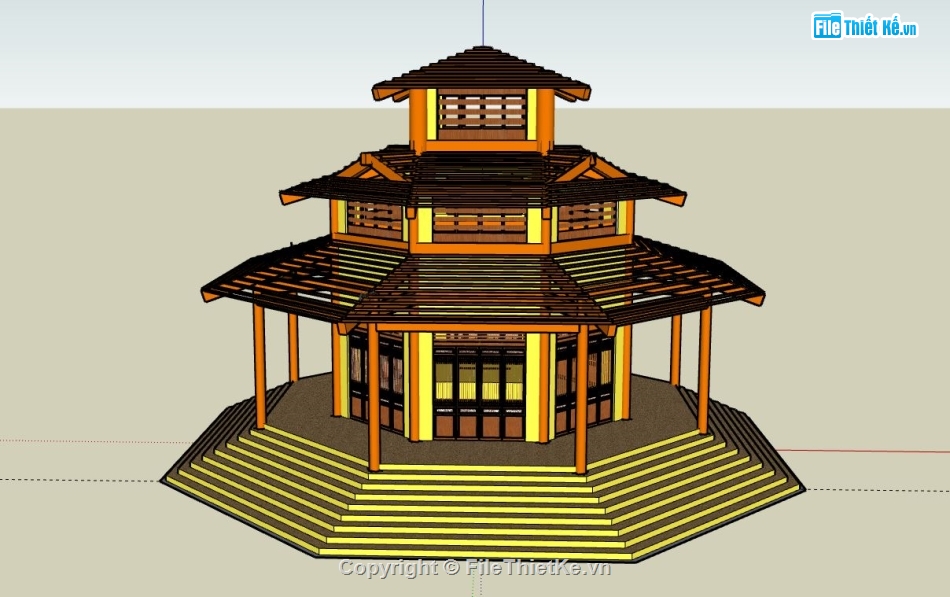 Chòi 3 mái,File sketchup chòi 3 mái,chòi 3 mái file sketchup,file su chòi