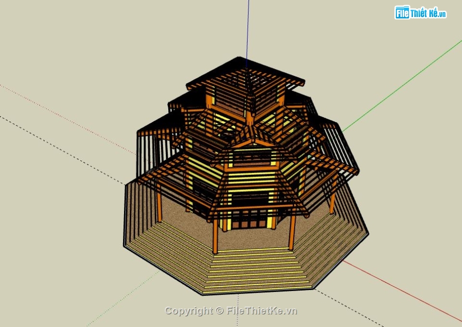 Chòi 3 mái,File sketchup chòi 3 mái,chòi 3 mái file sketchup,file su chòi