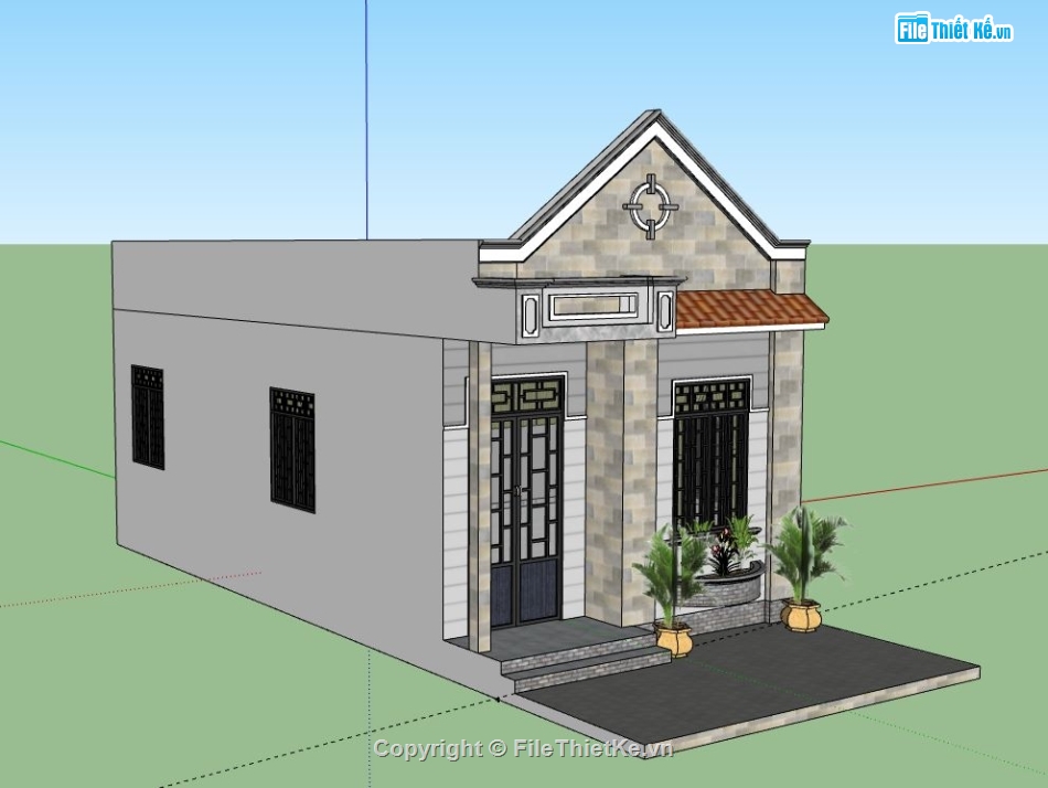 Nhà cấp 4,file sketchup nhà cấp 4,model su nhà cấp 4,nhà cấp 4 file su,file sketchup nhà cấp 4 hiện đại