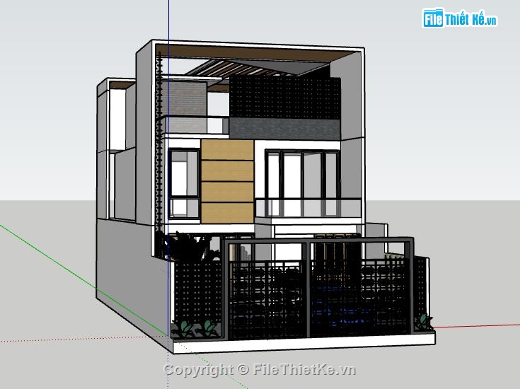 Nhà phố 2 tầng,model su nhà phố 2 tầng,sketchup nhà phố 2 tầng,nhà phố 2 tầng sketchup