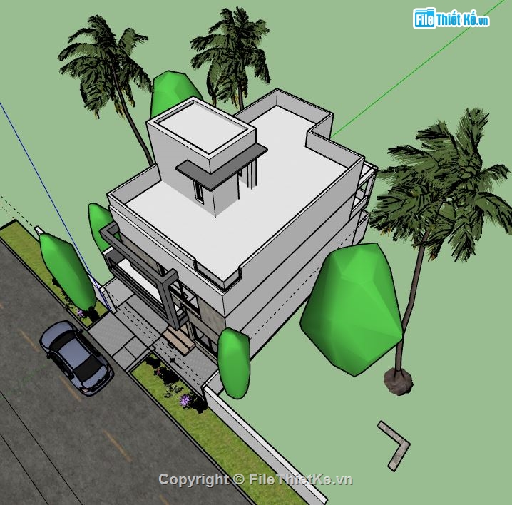 Nhà phố 2 tầng,model su nhà phố 2 tầng,file su nhà phố 2 tầng,sketchup nhà phố 2 tầng,nhà phố 2 tầng sketchup