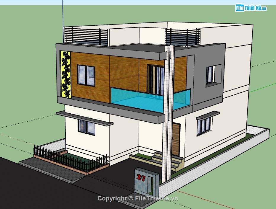 nhà phố 2 tầng,model su nhà phố 2 tầng,file sketchup nhà phố 2 tầng,nhà phố 2 tầng model su