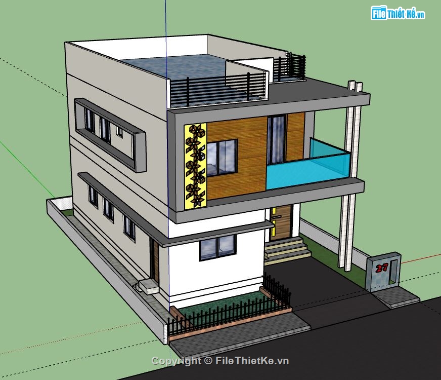 nhà phố 2 tầng,model su nhà phố 2 tầng,file sketchup nhà phố 2 tầng,nhà phố 2 tầng model su