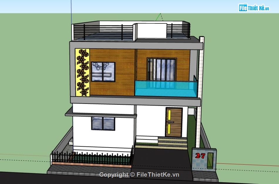 nhà phố 2 tầng,model su nhà phố 2 tầng,file sketchup nhà phố 2 tầng,nhà phố 2 tầng model su