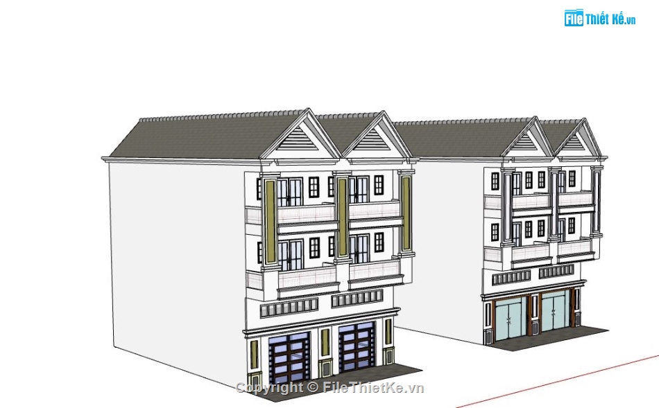 Nhà phố 3 tầng,model su nhà phố 3 tầng,nhà phố 3 tầng file sketchup