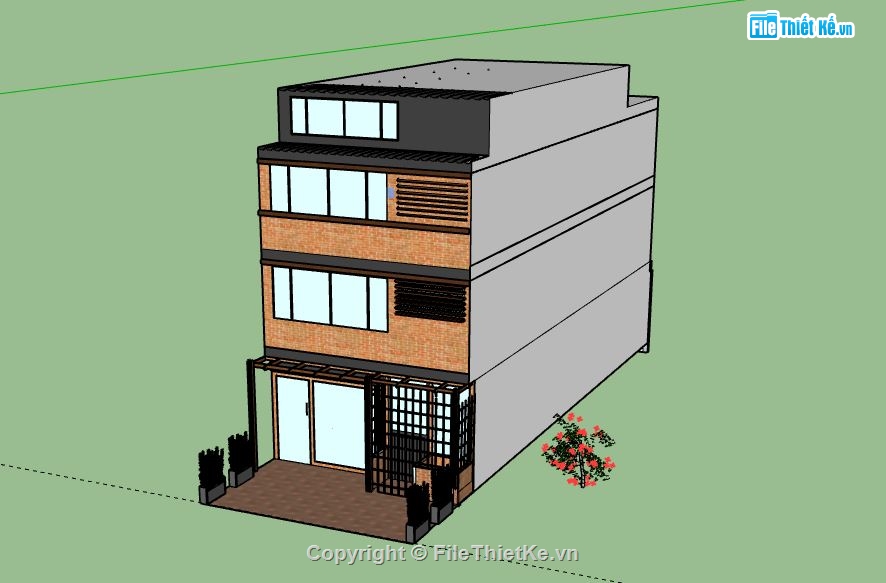 Nhà phố 3 tầng,model su nhà phố 3 tầng,nhà phố 3 tầng sketchup