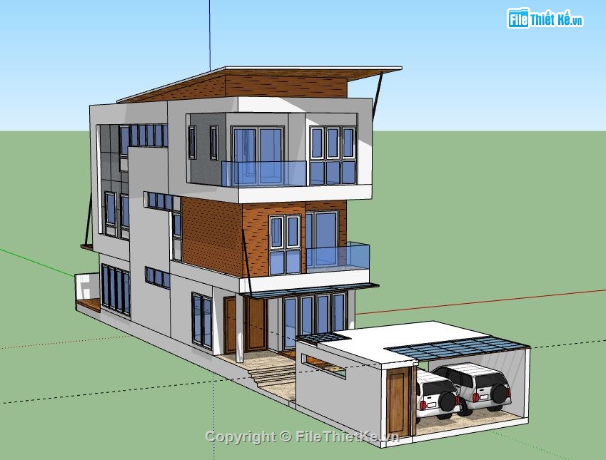 Nhà phố 3 tầng,model su nhà phố 3 tầng,file sketchup nhà phố 3 tầng