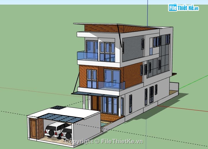 Nhà phố 3 tầng,model su nhà phố 3 tầng,file sketchup nhà phố 3 tầng