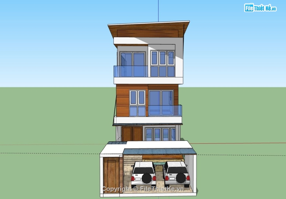 Nhà phố 3 tầng,model su nhà phố 3 tầng,file sketchup nhà phố 3 tầng