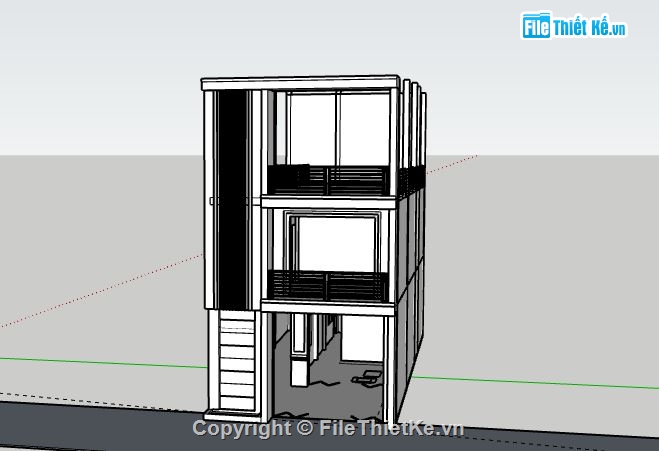 Nhà phố 3 tầng,model su nhà phố 3 tầng,nhà phố 3 tầng file su,sketchup nhà phố 3 tầng
