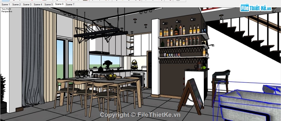 Phòng khách file sketchup,file sketchup phòng khách,file su phòng khách,Nội thất căn hộ sketchup